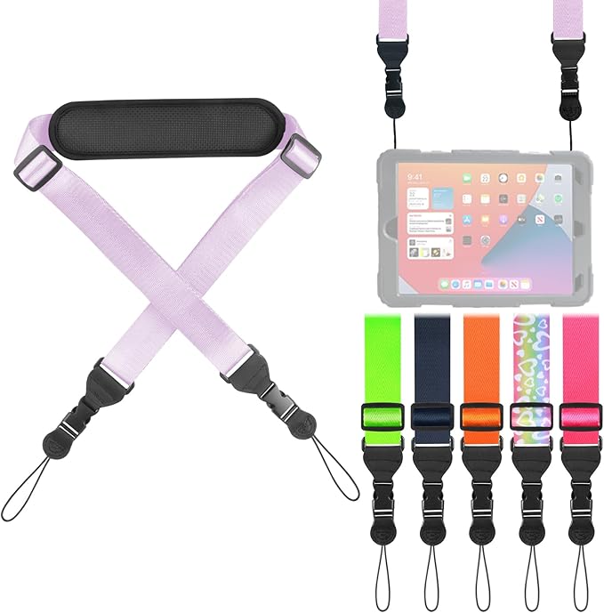 Universal Shoulder Strap, Neoprene Padded Bag Strap with Double Adjustable Buckles, Comfortable Neck Lanyard for Camera, Cellphone Tablet,iPad, Laptop, Binocular, Luggage Bag(Purple)