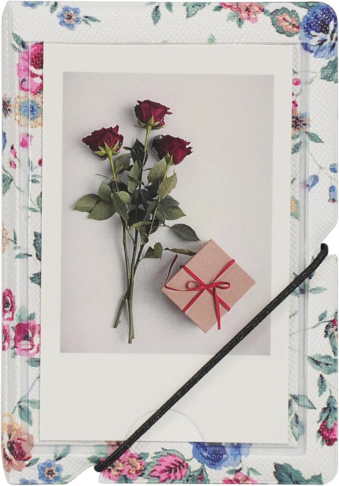 Mini 2x3 Small Polaroid Photo Album Book For 3 Inch Fujifilm Instax Mini 12 11 9 99 8 7+ 40 EVO Camera Film, HP Sprocket, K-pop Photocards. (Abstract Roses, 1 Pack)