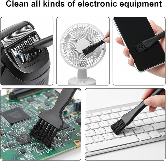 8 PCS Computer Cleaning Kit Keyboard Brush Anti Static Brush Anti Static Electronic Dust Clean Brushes for Laptop Keyboard Camera Computer (Black)