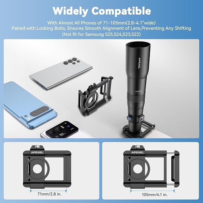 APEXEL 50x Telephoto Lens for iPhone & Android Phones | Wildlife Moon Photography Monocular Telescope | with Universal Clip & Tripod | High-Definition Optical Zoom Lens for Landscapes Target Viewing