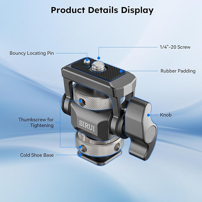 Sirui Camera Monitor Mount with Cold Shoe Base, 360°Swivel and 180°Tilt Adjustable Field Monitor Holder for 5" and 7" Monitor, Adjustable Tension, AM-MT01