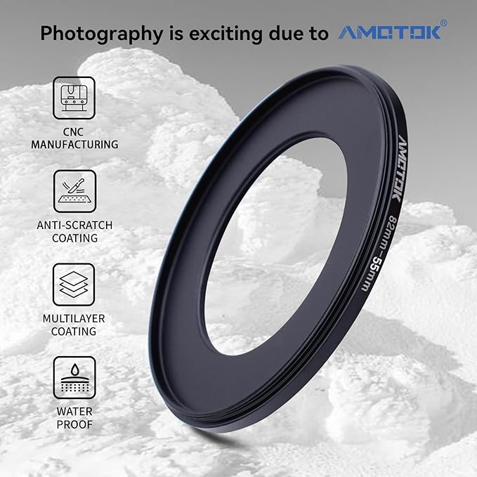 82mm Lens to 55mm Camera Lens Adapter,82mm to 55mm Filter Step-Down Ring Adapter Ring,Compatible All 55mm Filter Accessory