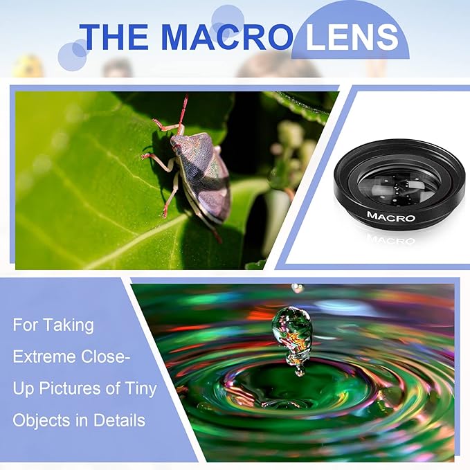 Flutesan 2 Pack Universal 3 in 1 Camera Lens Kit Phone Camera Shot Clip Fisheye Macro Wide Angle Lens Cell Phone Shot Attachments Compatible with Most Smartphones for Video, Live Show, Vlog