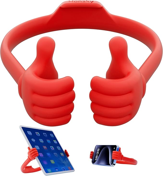 Honsky Adjustable Tablet Stand, Portable Phone Holder for Desk Bed - Multi-Angle Drawing Stand Compatible with All Tablets (Red)