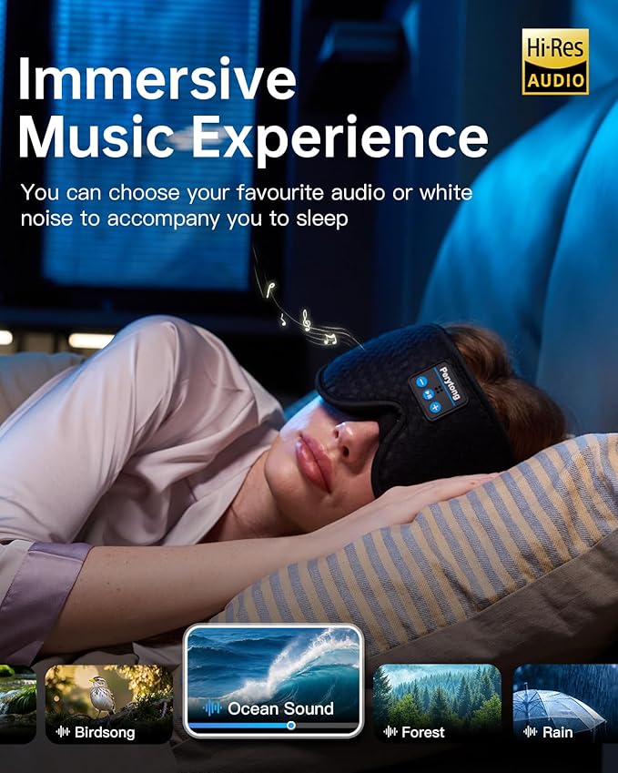 2-Pack Sleep Headphones Bluetooth 3D Sleep Mask & Wireless Headband Headphone with Ultra-Thin Speakers, Sleeping Headphones for Side Sleepers, Running, Workout, Insomniac, Travel, Gifts, Meditation