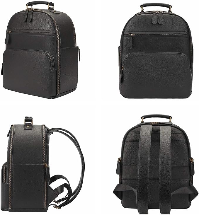 Small Camera Backpack Classic PU Leather for DSLR, Professional Camera Bag for Photographers with 11 Inch Pad/Tablet Compartment Small 10L Black