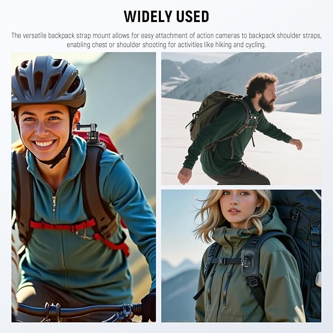 NEEWER Backpack Shoulder Chest Strap Mount Compatible with GoPro DJI Insta360 Action Cameras, 360° Camera Backpack Clip Holder Quick Release & One Toggle Switch for Photography Video Recording, GP63