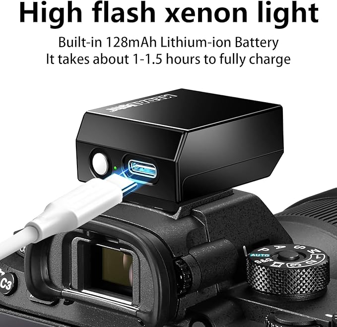 Upgrade Aluminum F1s Mini Camera Flash for Ricoh GR3/GR3X/Fuji/Sony ZV1/Nikon/Canon/Olympus/Digital Film Cameras,Portable Hot Shoe Camera Flash Speedlite for DSLR Camera(Black).