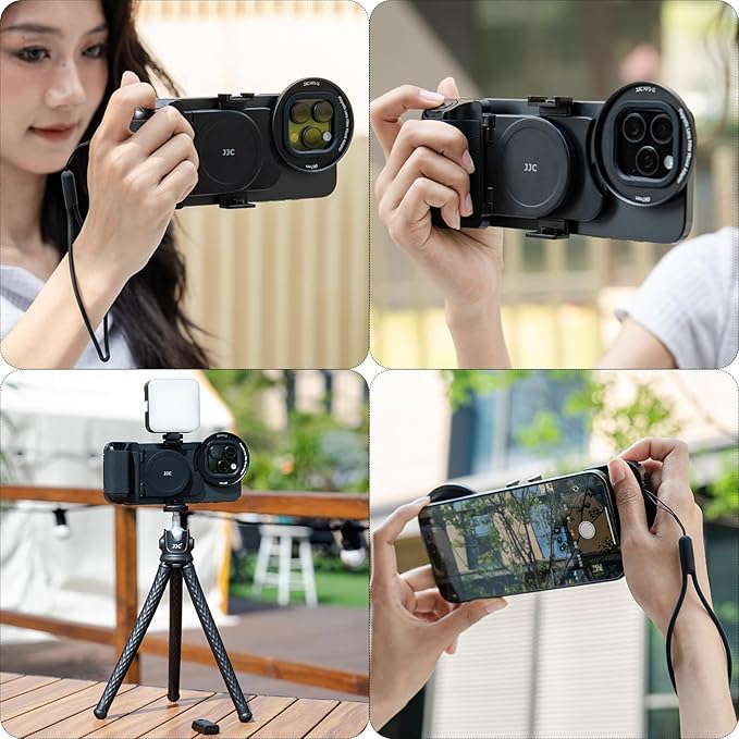 (1+1) 67mm Magnetic Phone Lens Filter Mount + Phone Snap Grip Set for iPhone 16 15 14 Pro/Pro Max Plus, Magnetic Filter Adapter w Cold Shoe & 1/4" Hole Pull-Out to Fit Pro Max Plus (No Filters