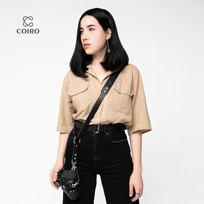 C Coiro Leather Camera Strap for One Camera Professional Single Leather Harness Shoulder Strap Quick Release