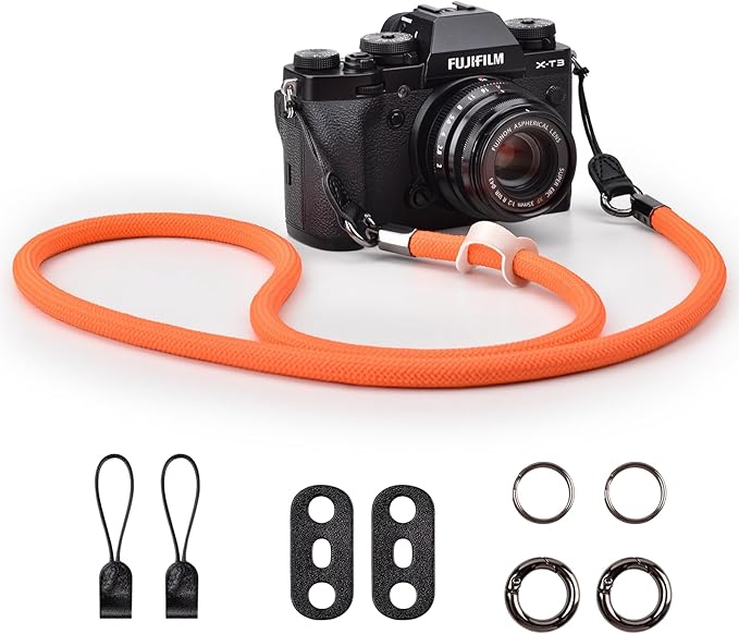VOVMOEYA Camera Strap Rope,Camera Neck Strap Shoulder Strap for Fujifilm X100VI X100V XS20 XT5 for A6000 A6100 A6400 A6700 A7IV for Canon EOS R6 R10 for Nikon Zf Z5 Z30 - Orange