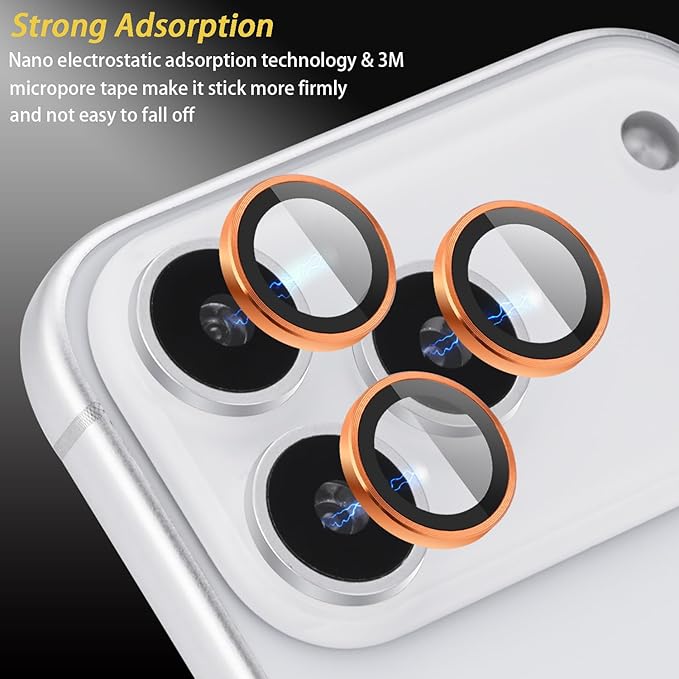 Camera Lens Protector for iPhone 17 Pro/17 Pro Max, Aluminum Alloy Tempered Glass Lens Protector with Installation Frame Fits for iPhone 17 Pro/17 Pro Max (Orange)