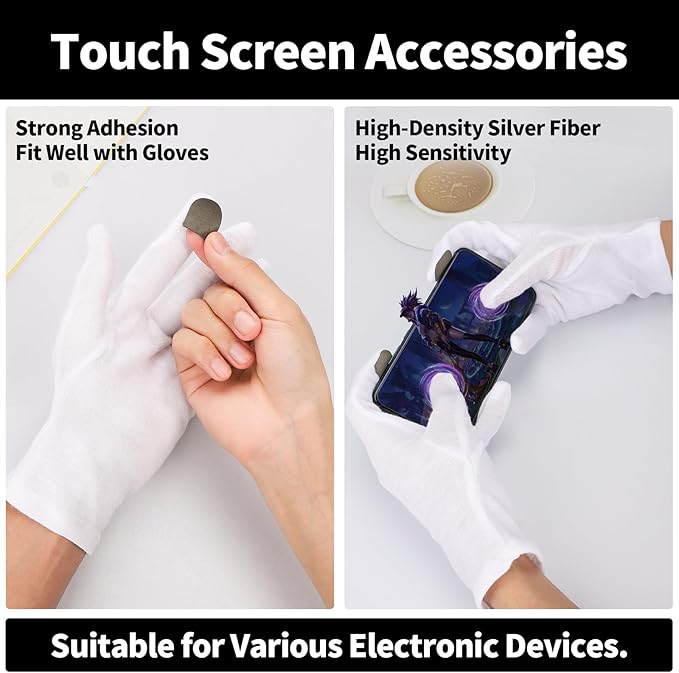 ENPOINT Touch Screen Gloves, 5 Pairs Cotton Gloves, White Cotton Gloves for Dry Hands Sleeping, Archival Gloves White Cotton Gloves for Art Handling, Coin Handling, Jewelry, Photography, Large