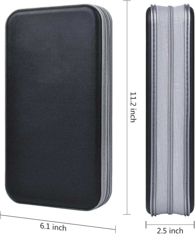 alavisxf xx CD Case, 96 Capacity Hard Plastic CD Holder Protective DVD Disc Storage Case Holder Portable Zipper CD DVD Organizer Storage Wallet for Car Home Travel (96 Capacity, Black)