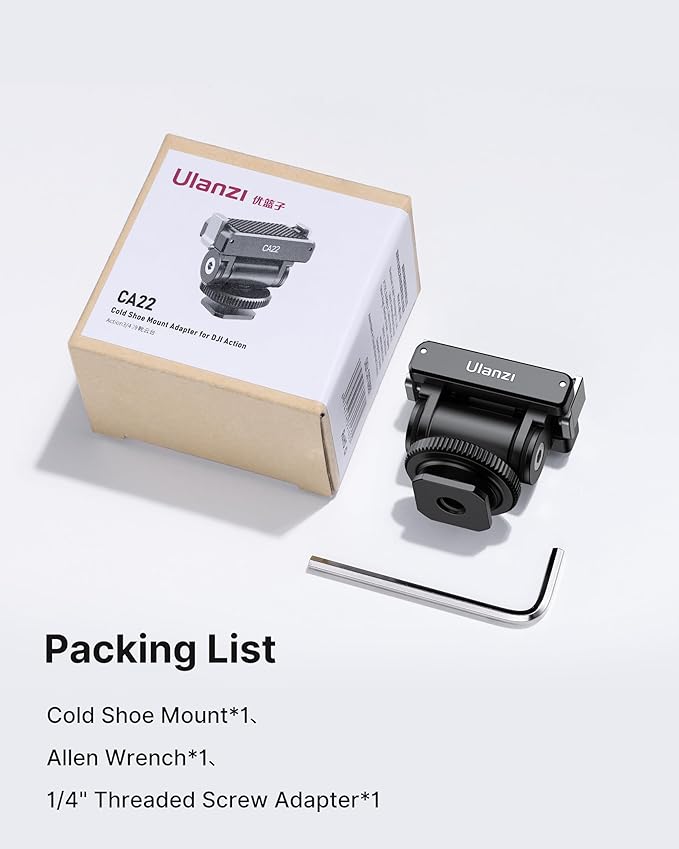 ULANZI CA22 Cold Shoe Adapter Mount with Magnetic Quick Mount, 180 Tilt Adjustable, Universal Camera Compatible with DJI OSMO 360/Action 2 3 4 5 Pro/G-o-P-ro Hero 13 12 11 10/Insta360 GO 3S X4 Ace Pro