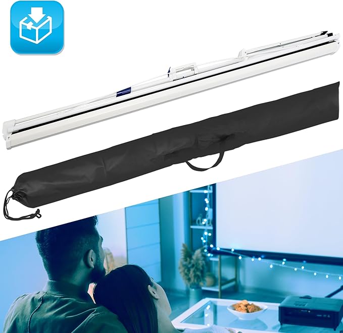 Pyle 72 Inch Outdoor Projector Screen with Stand-Portable Fold Out Roll Up Screen with Tripod Stand,White Matte Fabric 4:3 Aspect Ratio 4K HD Quality Black Masking Border,Ideal for Home and Office Use