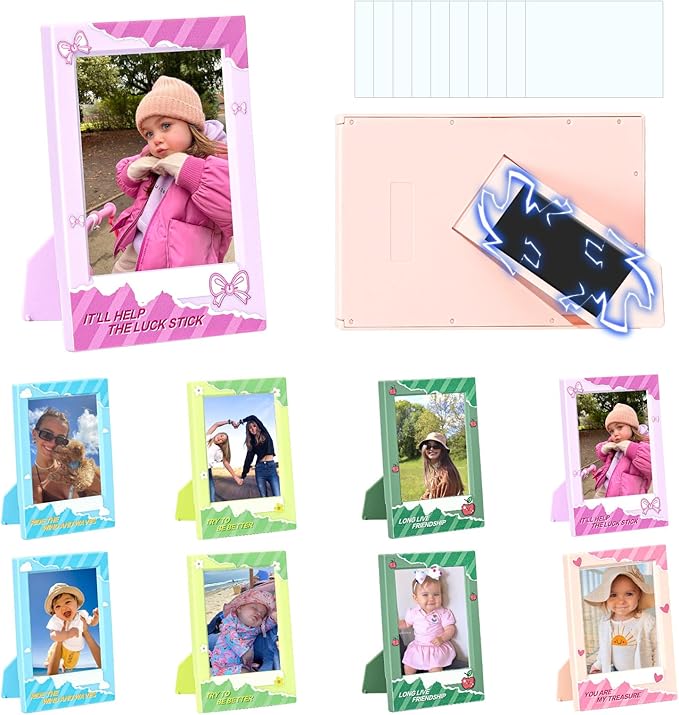 CAIYOULE Mini 3" Picture Frame for Fujifilm Instax Mini 41/12/11/EVO/SE/9/8/7+/99 Film Photo and Polaroid 3.4x2.2 Photo Frame Wallet Size Photo Refrigerator Tabletop Display Use, 10 Pack Colorful