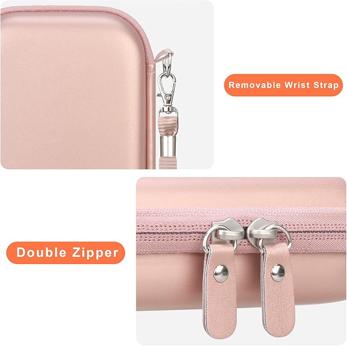 Canboc Carrying Case for KODAK Mini 2 Retro 4PASS Portable Photo Printer/KODAK Mini Shot 2 Retro 4PASS 2-in-1 Instant Digital Camera, Mesh Bag fits Photo Paper and Cable, Rose Gold