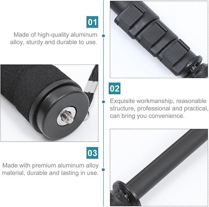 OHPHCALL Extendable Camera Monopod Lightweight Portable Photography Accessory Height Compact Design for DSLR and Digital Cameras