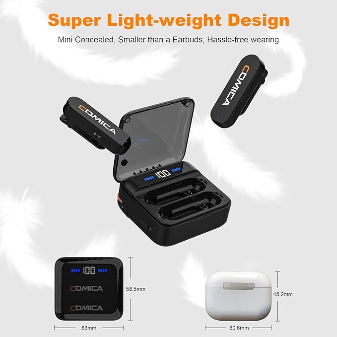 COMICA Vimo S UC Wireless Lavalier Microphone for Android/iPhone 17/16, USB C Mini Lapel Microphone Wireless with Hi-Fi Audio, Noise Cancellation, 656FT Range, Lav Mic for Video Recording, Streaming