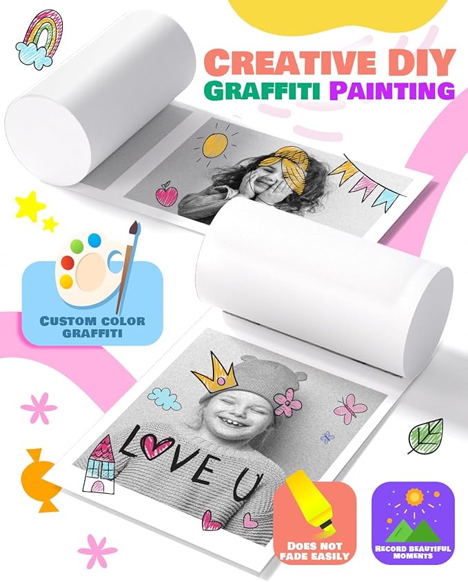 JOYJAM 16 Rolls Instant Print Camera for Kids Refill Print Paper, BPA Free, Photo Printer Thermal Paper Rolls for Most Kids Instant Camera