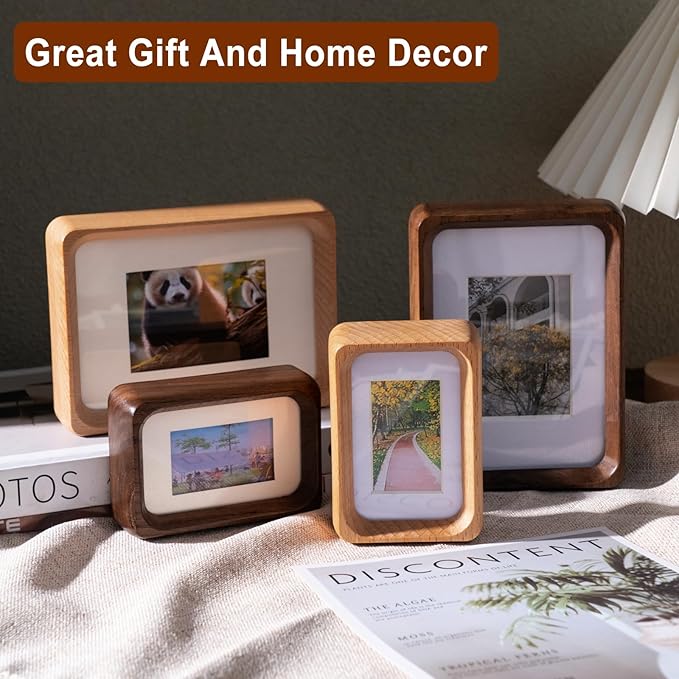 5x3.5 inch Natural Wood Picture Frame, Tabletop Wooden Small Photo Frame with Mat, Display Pictures 2x2.76 with Mat or 3.5x5 Without Mat for Desktop Display, Mini Photo Picture Frame (Beech)