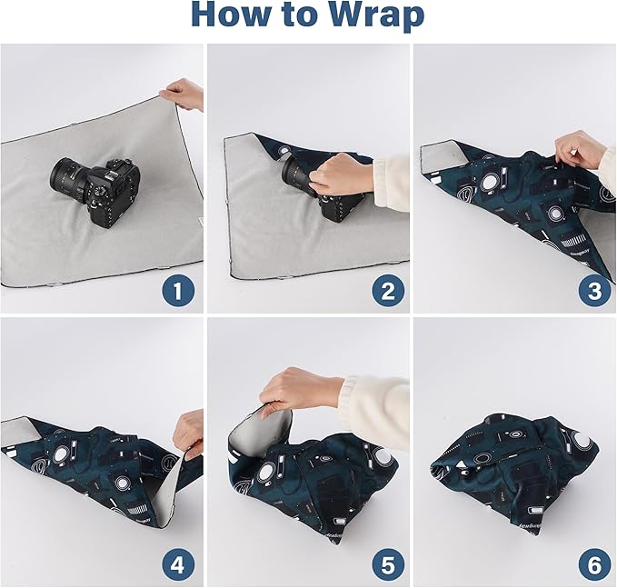 Walking Way Protective Wrap, Self-Adhesive Magic Cloth Camera Wrap, Storage Cloth, Anti-Scratch, Dustproof, Washable Lens Pouch for DSLR, Smartphones, Laptops, Cosmetic