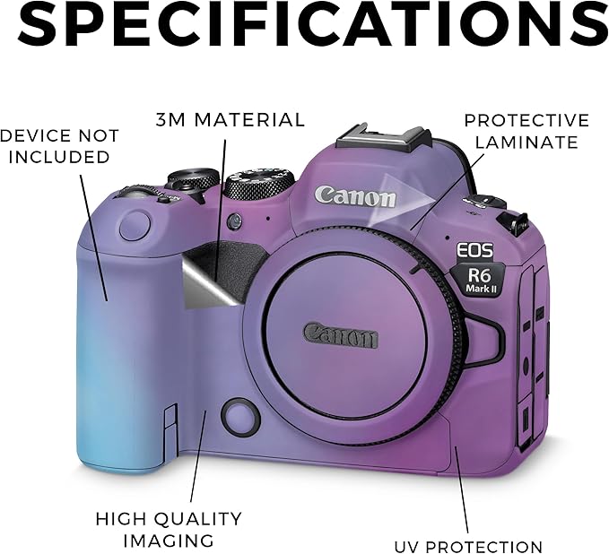 Camera Skin Compatible with Canon EOS R6 Mark II Camera (2022) - Purple Fog - Premium 3M Vinyl Protective Wrap Decal Cover - Easy to Apply | Crafted in The USA by MightySkins
