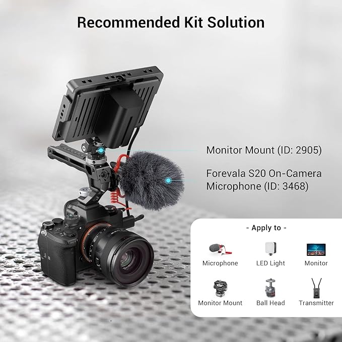 SmallRig Lightweight Top Handle, Grip for DSLR Camera Cage, Universal Handle with 5 Cold Shoe Adapters and Cold Shoe Base (Lite) - 3764