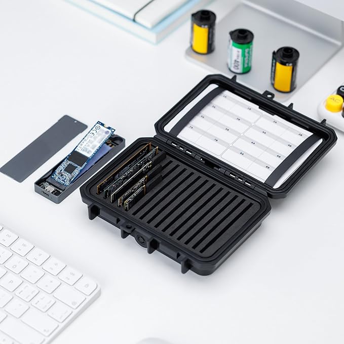 Hard Plastic 15 Slots M.2 2280 2260 2242 2240 2230 Case, Water-Resistant Shockproof M.2 SSD Holder with Label & Notepaper, 2280 SSD Card Case Vertical Style Drive Storage Box