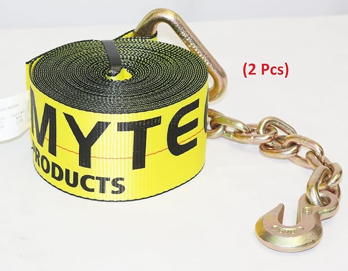 Mytee Products (2 Pack) 4 in. x 30 ft. Winch Strap with Chain Anchor