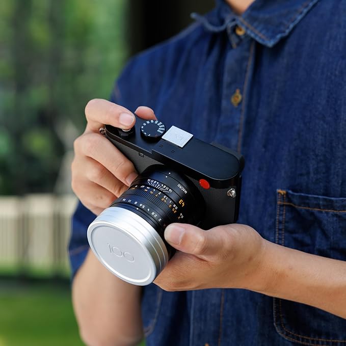Metal Lens Cap Cover Protector for Leica Q3 43 Q3 Q Q-P QP Camera,Microfiber Fabric Interior Anti-Scratch Dustproof Protective Lens Cap for Q3 43 Q, Limited Edition for Leica 100th Anniversary -Silver