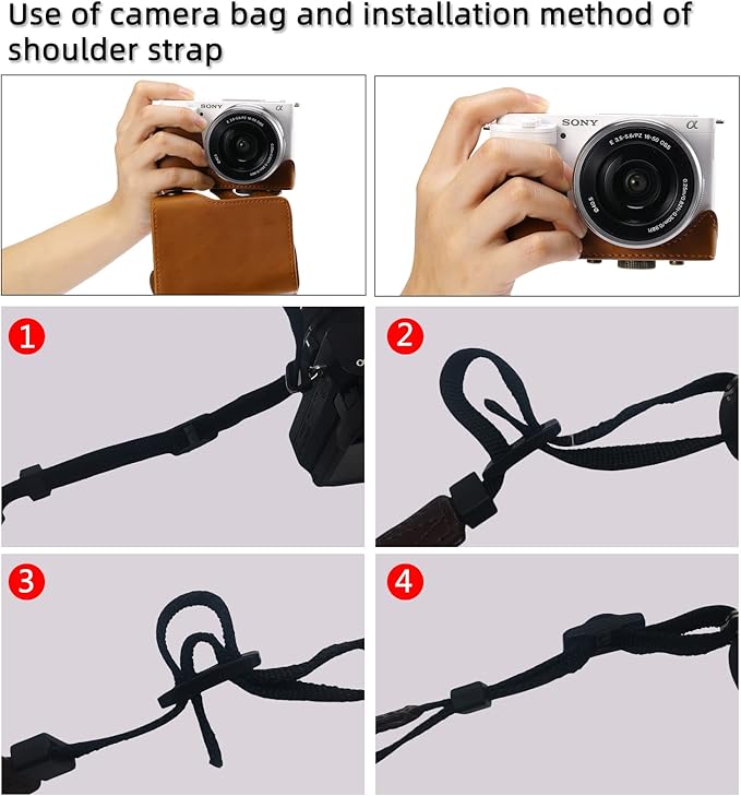 Hargedis XEVN for Sony ZV-E10 case,for Sony ZV-E10 case,Premium PU Full Body Leather Camera Case Bag for Sony Alpha ZV-E10 Fit 16-50mm Lens with Camera Shoulder Strap
