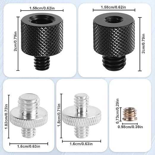 8pcs Tripod Screw Adapters, 1/4" to 3/8" Threaded Mount Converter Screw Tripod Accessories for Camera Light Stand Mic Stand and More