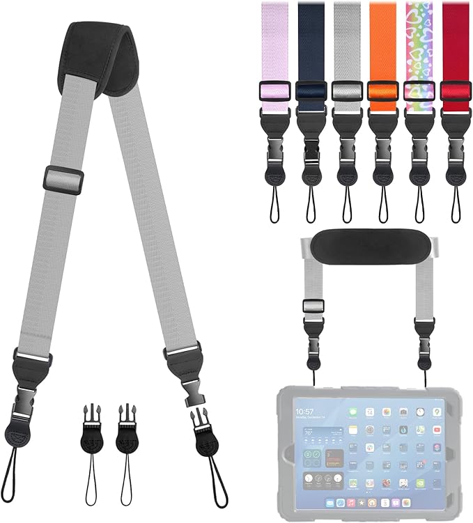 Universal Shoulder Strap, Removable Neoprene Padded Camera Strap, Adjustable Neck Lanyard for iPad, Binocular, Tablet Case, Camera, Luggage Bag (Dark gray Universal Shoulder Strap)