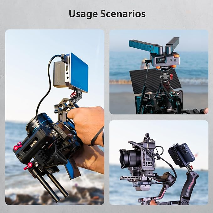 Camera Monitor Mount with 1/4″ Screw, Aluminum Field Monitor Mount for Video Light Microphone Cage, Monitor Holder 360° Swivel & 180° Tilt Damping 11lb Load Capacity (63145)
