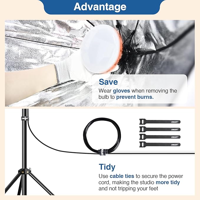EMART Softbox Lighting Kit with Sandbag, 25.5" (65cm) Diameter Soft Box Lights with 2x135W 3000-6500K Remote Controlled LED Bulb, Photography Lighting Kit for Studio Video Recording, Filming, Portrait