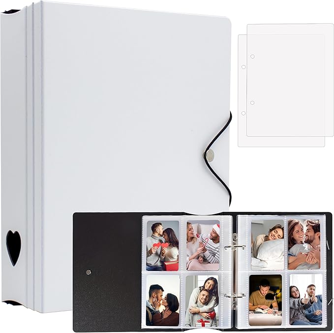 200 Pockets Photo Album for Fujifilm Instax Mini 11 12 9 8+ 8 7+ LiPlay Film, Photocard Binder for Polaroid SnapTouch PIC-300 Z2300 Photo Printer, 2x3 Photo Book for Kpop Card (White)