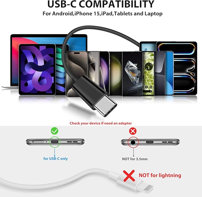 Open Ear USB-C Headphones for iPhone 17 Pro Max 16 15 Plus, Over Ear Wired Earbuds with Earhook Microphone Volume Control, HiFi Stereo Sports Type C Earphones for Samsung S25 S26 S24 S23 S22 S21 Pixel