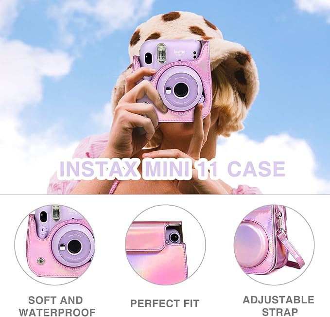 WOGOZAN Mini 11 Accessories for Fujifilm Instax Mini 11 Instant Camera Include Case, Color Filters, Photo Album, 2x3 Frames, Selfie Lens and Stickers (Magic Pink) (No Camera)