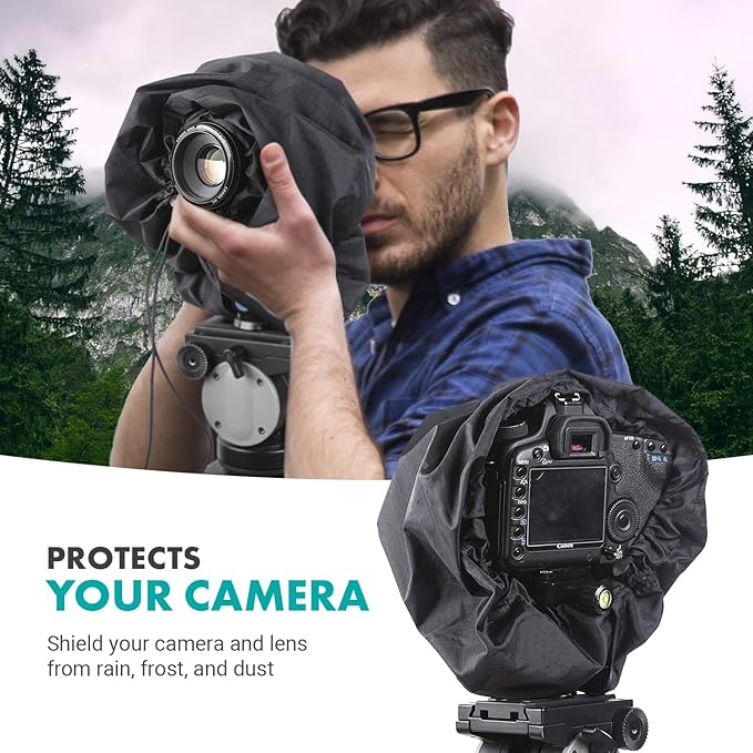 Movo CRC11 Camera Rain Coat Rain Cover for DSLR Cameras and Mirrorless Cameras and Lens (Junior Size: 11" x 14.5")