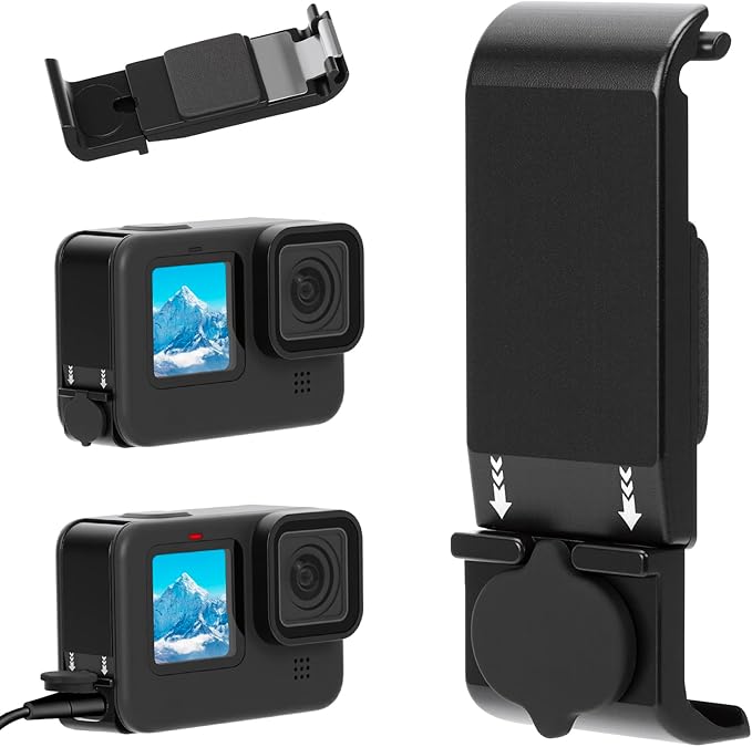 FIFIELD Battery Door Cover Compatible with GoPro Hero 13/12/11/10/9 Black, Protective Case with Type-C Charging Mount Compatible with Go Pro Hero 13 Hero 12 Hero 11 Hero 10 Hero 9