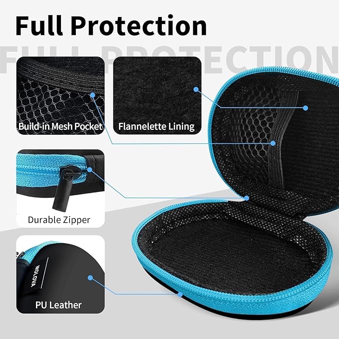 MOLOVA Earbud Case Portable EVA Carrying Case Storage Bag Cell Phone Accessories Organizer with Carabiner for Wireless/Bluetooth Headphones, SD Memory Card, Camera Chips(Oval, 5 Pack)