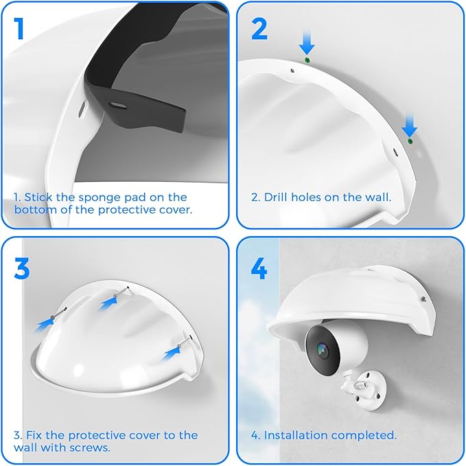 3 Pack Universal Outdoor Camera Cover Sun Rain Shield for Nest Ring Arlo, Weatherproof Plastic Protective Roof Cover for Dome Bullet Security Cams