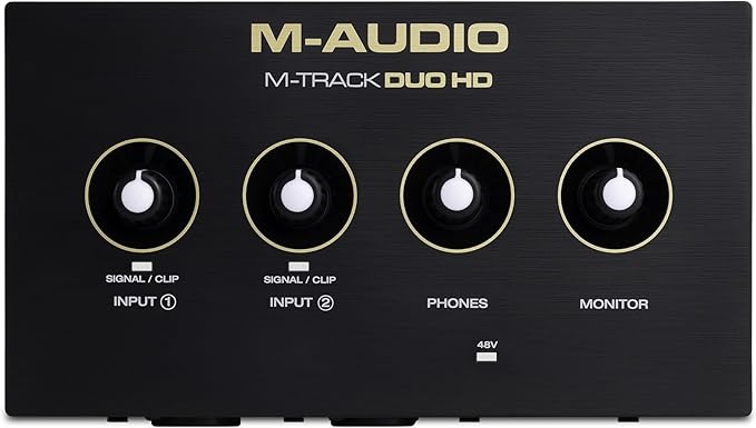 M-AUDIO M-Track Duo HD Audio Interface 24bit 192kHz for Recording, Streaming, Podcasting with USB-C, 2 XLR TRS Inputs, 2 TRS Outputs, Software Suite