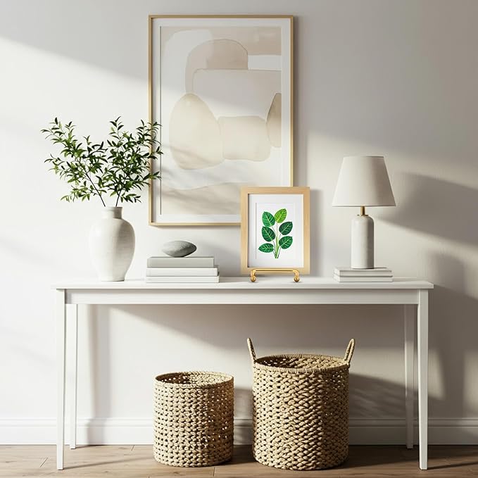 RattanView 4 Pcs 2 Inch Mini Plate Holder Display Stands Tiny Small Metal Gold Frame Stand for Picture, Book, Photo Easel, Creation, Collectibles Square Wire Plate Stands for Display Mobile Phone