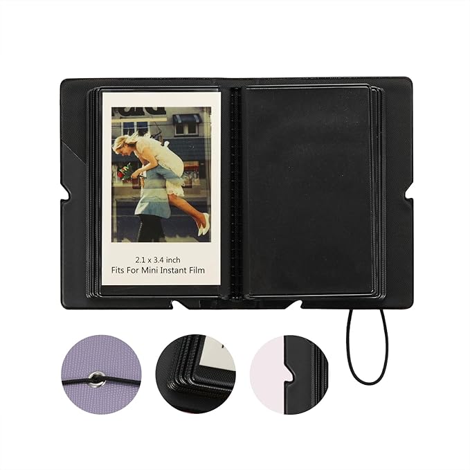 Mini Instant Film Polaroid Photo Album Book For 3 Inch Fujifilm Instax Mini 12 11 9 99 8 7+ 40 EVO Camera Film, HP Sprocket, K-pop Photocards (Antique Violet, 2 Pack)