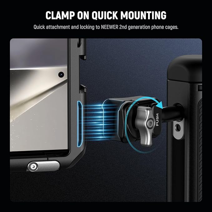 NEEWER S24 Ultra Phone Cage Stabilizer with Side Handle, 67mm Filter Adapter, 17mm Lens Backplate, T Mount Lens Adapter, Cleaning Cloth, Compatible with Samsung Moment T Series Lenses, PA042+PA045S