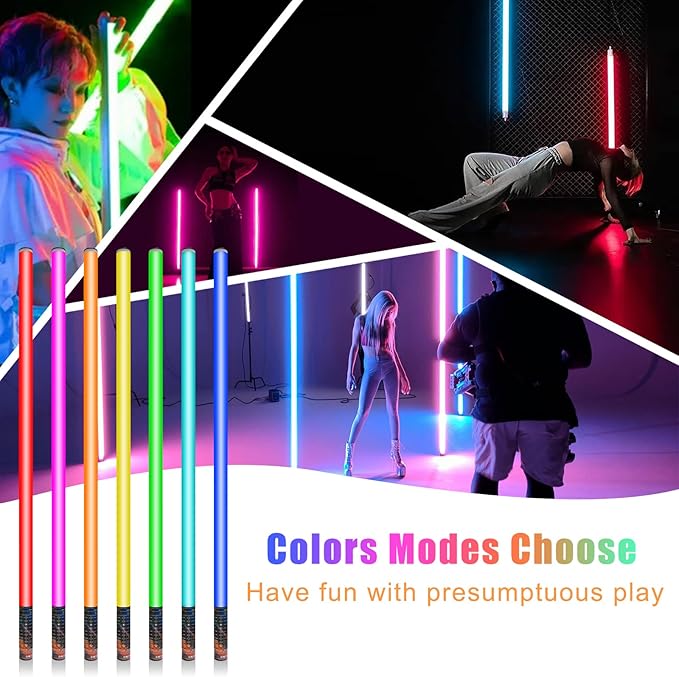 Portable LED Video Light Mood1 Photography Light Stick,Dimmable & Memory,Built-in 2000mAh Battery,4FT RGB Photo Lamp for YouTube,TikTok,Game Streaming,Party Bar (120cm)