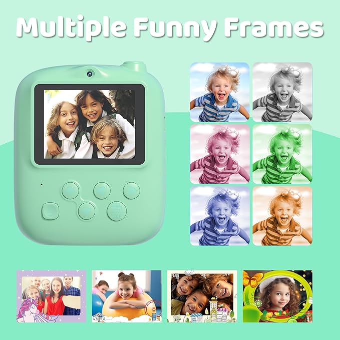 Kids Instant Print Camera 2025, 32GB Memory, Dual Lens with 2.4-Inch Screen and 1080p HD, Nice Gift for Boys and Girls Ages 4-13, Ideal for Toddlers and Teenagers